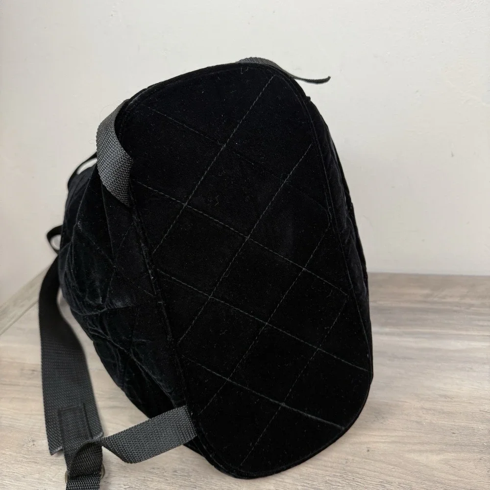 Vtg Banana Republic Backpack‎ Velvet Black Preppy Minimalist 90s Quilted NOS